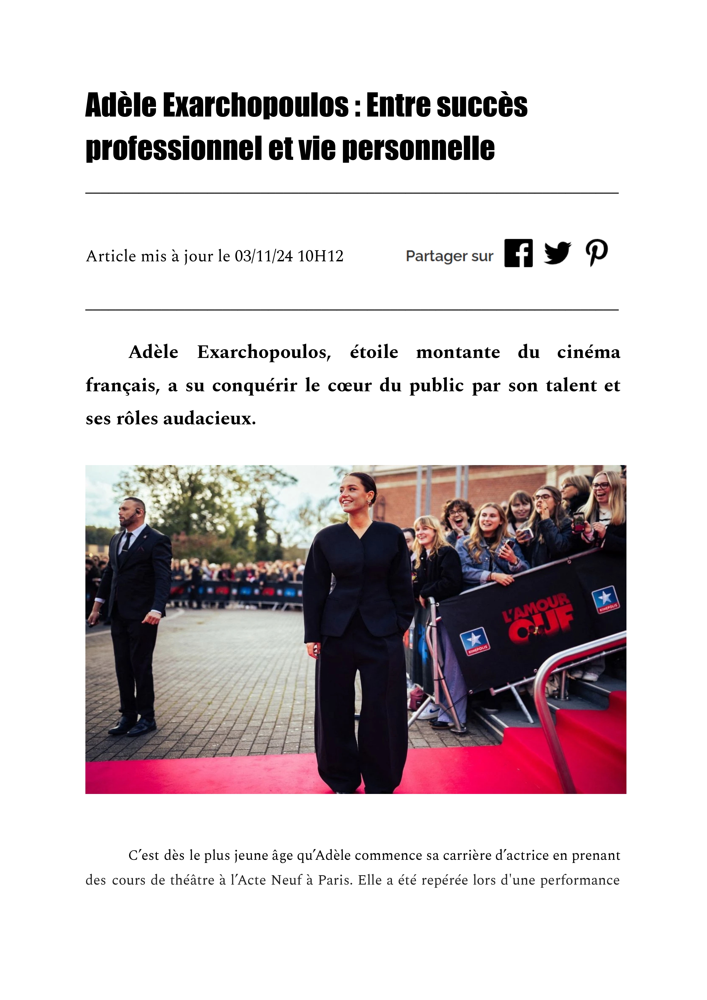 Portrait d’Adèle Exarchopoulos